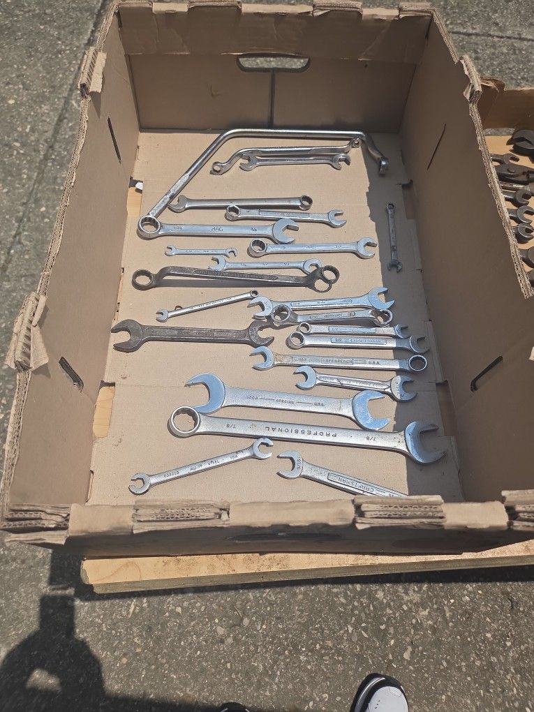 A box of various wrenches $40whole box.