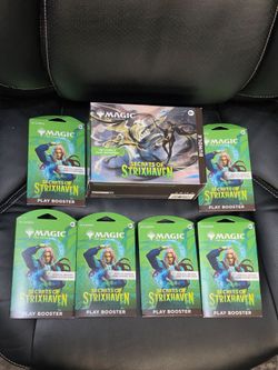 Magic the Gathering MTG Secret Of Strixhaven Bundle Box + 6 Sleeved Play Booster Packs! New Sealed!