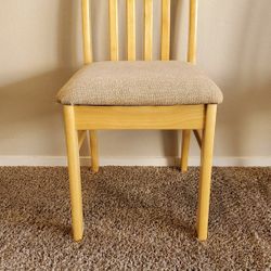 Set of 3 Blonde Wood Dining Chairs - Upholstered Seats - $50