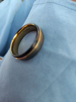 Tungsten Band Ring Gold and Silver Tone