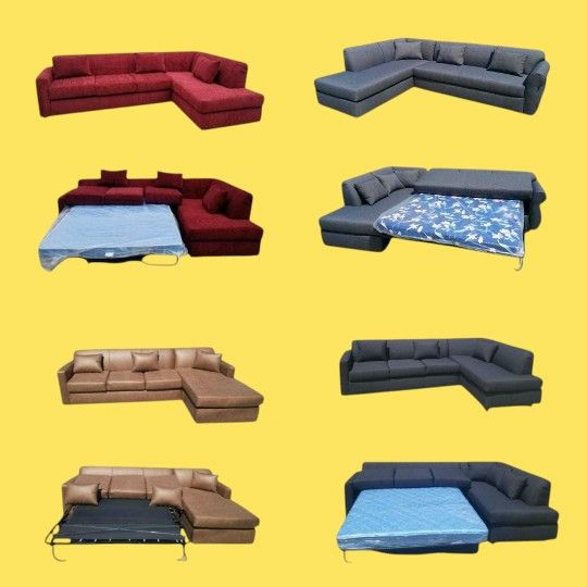 Brand NEW SECTIONAL L. SECTIONAL CHAISE Lounge Sofas COUCHES With SLEEPER