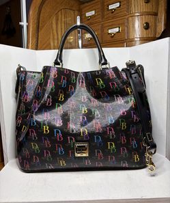 Dooney & Bourke DB 1975 Black Multi Brenna Satchel - Shiny IT Bag
