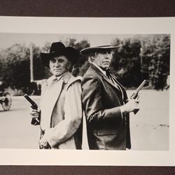 1984 Kirk Douglas James Coburn Draw! Movie Actors 8x10 Glossy Black And White Vintage Still Photo Picture Collectible