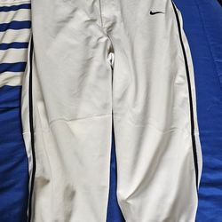 Nike Mens Medium White Baseball Knickers With Black Piping