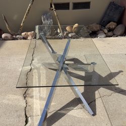 Modern Glass Coffee Table with Chrome Base