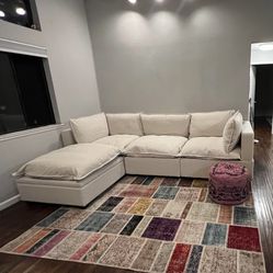 Albany Park 122” Kova Pillow Cushion Sectional + Storage Ottoman – Excellent Condition