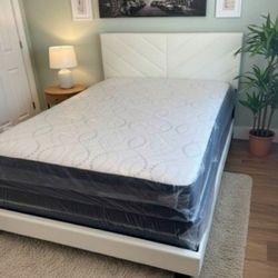 New Queen Size Bed Frame With Mattress And FREE BOX SPRING Set 3pcs