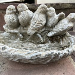 Vintage Concrete Heavy Bird Bath Wall Hanging Bowl Garden Art Stone Sculpture statue Collectible 