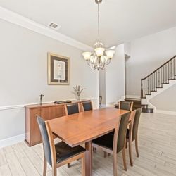 Scandinavian Dining Set with Extendable Table - Leather Chairs & Buffet