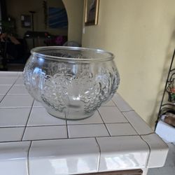 Vintage Crystal Happenings Grape Design Punch Bowl by Indiana Glass