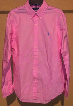 Polo Ralph Lauren Dress-Shirt Pink Button Men Cotton Classic Office Business
