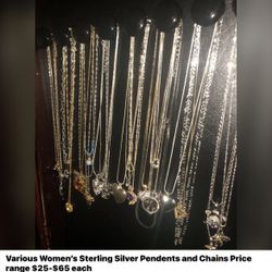 Beautiful Sterling Silver And Costume Necklaces .... Various Lengths.... Prices ... $15-$45
