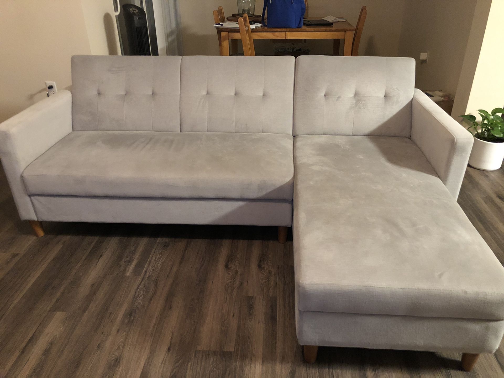Grey futon sectional couch