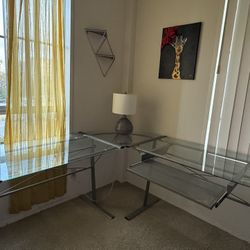 L-Shaped Glass Top Corner Desk 