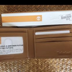 Timberland Men's Genuine Leather Bifold Wallet with Leather Key FOB Tan
