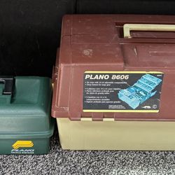 2 x PLANO Fishing Tackle Boxes & Various Sinker Weights