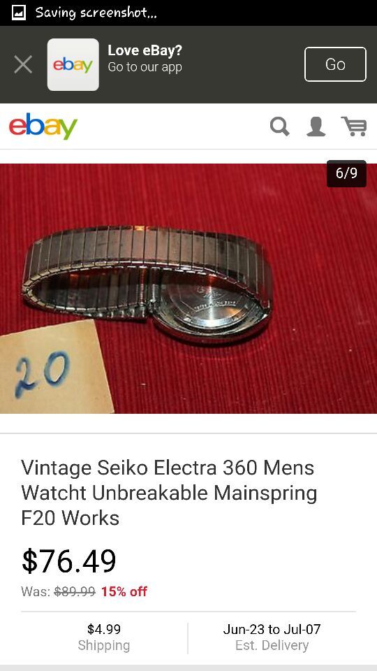 Vintage seiko Electra 360 men's watch unbreakable mainspring