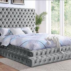 Brand New Grey Queen Platform Bed Frame (Available in Eastern King)