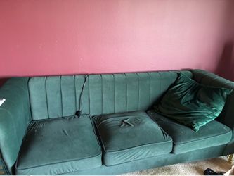 Couch, green, velvet