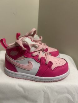 Toddler Nike Jordan 1 Mid Pink Valentines Day Sneakers Size 6C