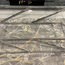 Modern Glass & Chrome Coffee Table Set (1 Large + 2 Side Tables)