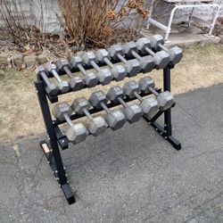 360 Lb Dumbbells And Rack Set Of 6 Pair From 5-40 Lb Gym Equipment Power Lifting Weights