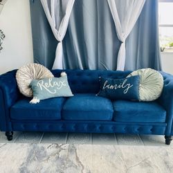 Blue Tufted Sofa Couch