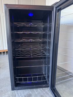 Black Wine Cooler with Glass Door