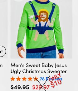 Jesus Parachute Christmas Sweater Only $10 New