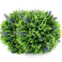 2 pieces artificial plant topiary balls faux boxwood decorative balls with lavender