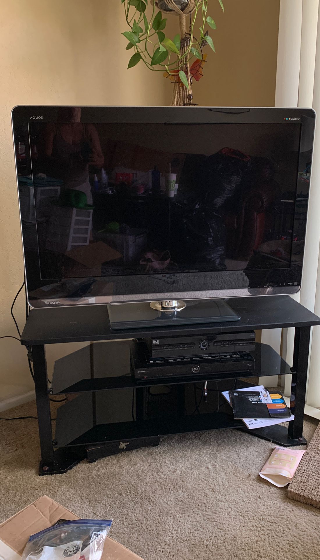 Sharp Aquos 40 inch Tv with DVD player and black stand