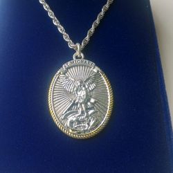St Michael Medal And Chain Necklace