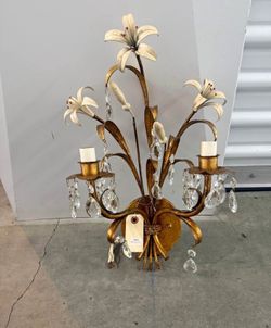 Antique Vintage metal light fixture wall sconce brass