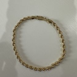 10kt Yellow Gold Rope Bracelet  7 3/4 