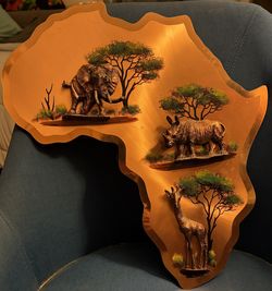Large Vintage African Safari 3D Copper Creation