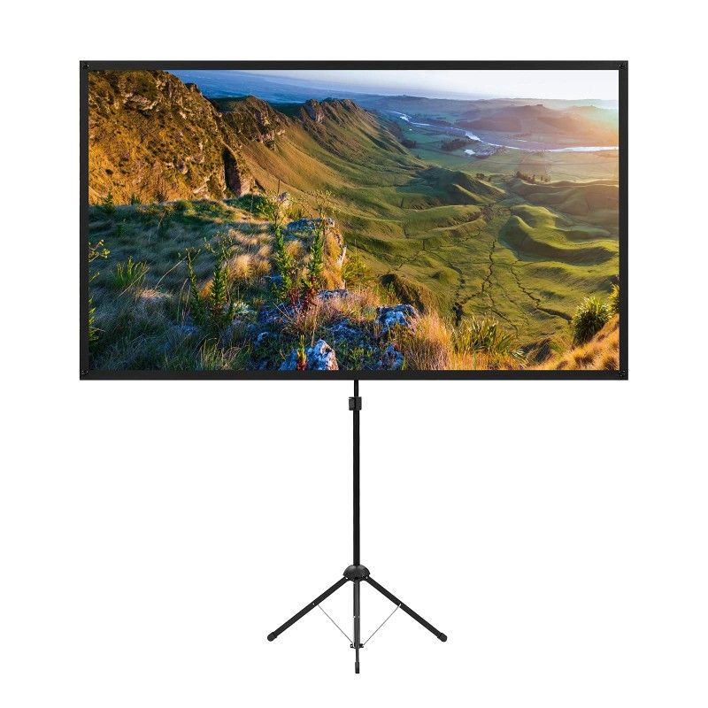 Projector Screen with Stand, 60 Inch Outdoor Projector Screen 16:9 and Tripod Stand, Portable Projector Screen with 1.2 Gain, Lightweight and Compact