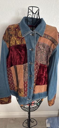 Vintage J. Jill Out of the Blue Patchwork Denim Jacket Size Large