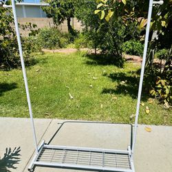 Metal Clothing Garment Rack Organizer With Lockable Wheels Size Length 40", Width 16", Height 64"