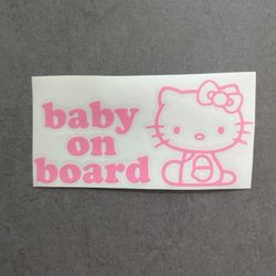 Hello Kitty Baby On Board Sticker Decal Pink