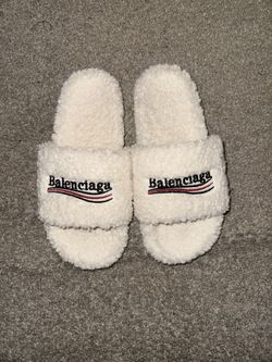 Balenciaga Furry Slide White