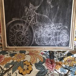 Motorcycle Chalk Sketch Picture