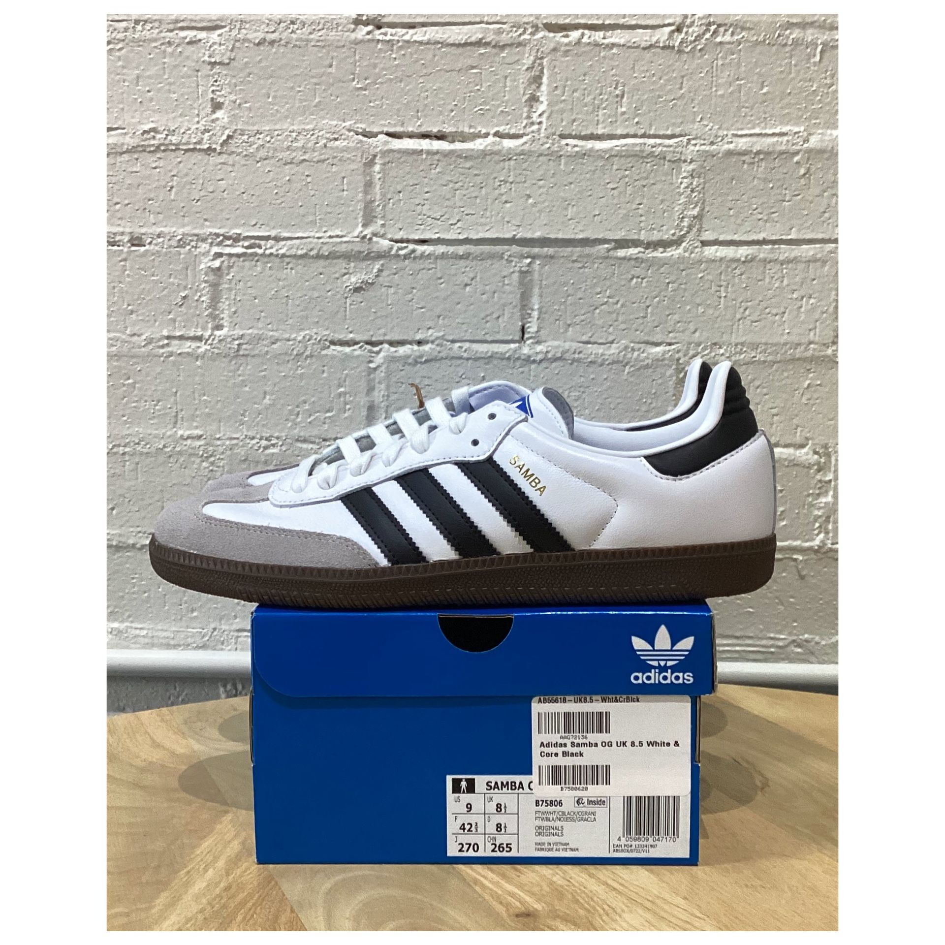 ADIDAS SAMBA OG - WHITE BLACK GUM — Sizes 7.5 & 9