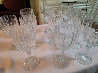 Set of Crystal Cut Glass Stemware Goblets