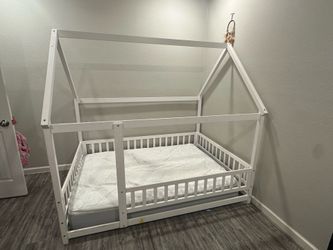 Kids House Bed Frame + Mattress Included – $200