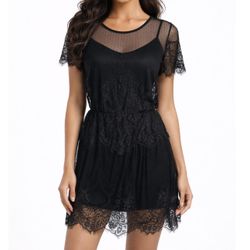 H&M Black Lace Whimsigoth Mini Dress Size 2
