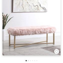 Pink faux fur bench