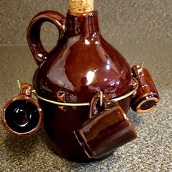 1960s Vintage Pottery Mountain Dew with Cups / Stoneware Set
6in height 3in diameter 