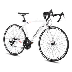 HILAND 700C Road Bike, 26inch, Black & White 14 Speeds Sport Bike, Light Weight Aluminum Frame, Racing Bike for Men Women Adult Bicycle