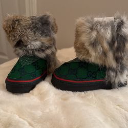 🍀🤎 Little Kids Custom Snow Boots Gucci Print