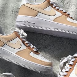 Beige Air Force Ones Custom